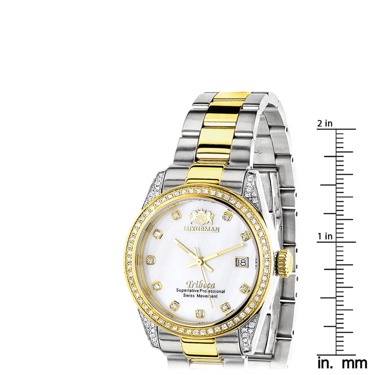 Ladies Luxurman Tribeca Two Tone Yellow Gold Plated Diamond Watch 1.5ct 7 Ladies Luxurman Tribeca Two Tone Yellow Gold Plated Diamond Watch 1.5ct - Image 5