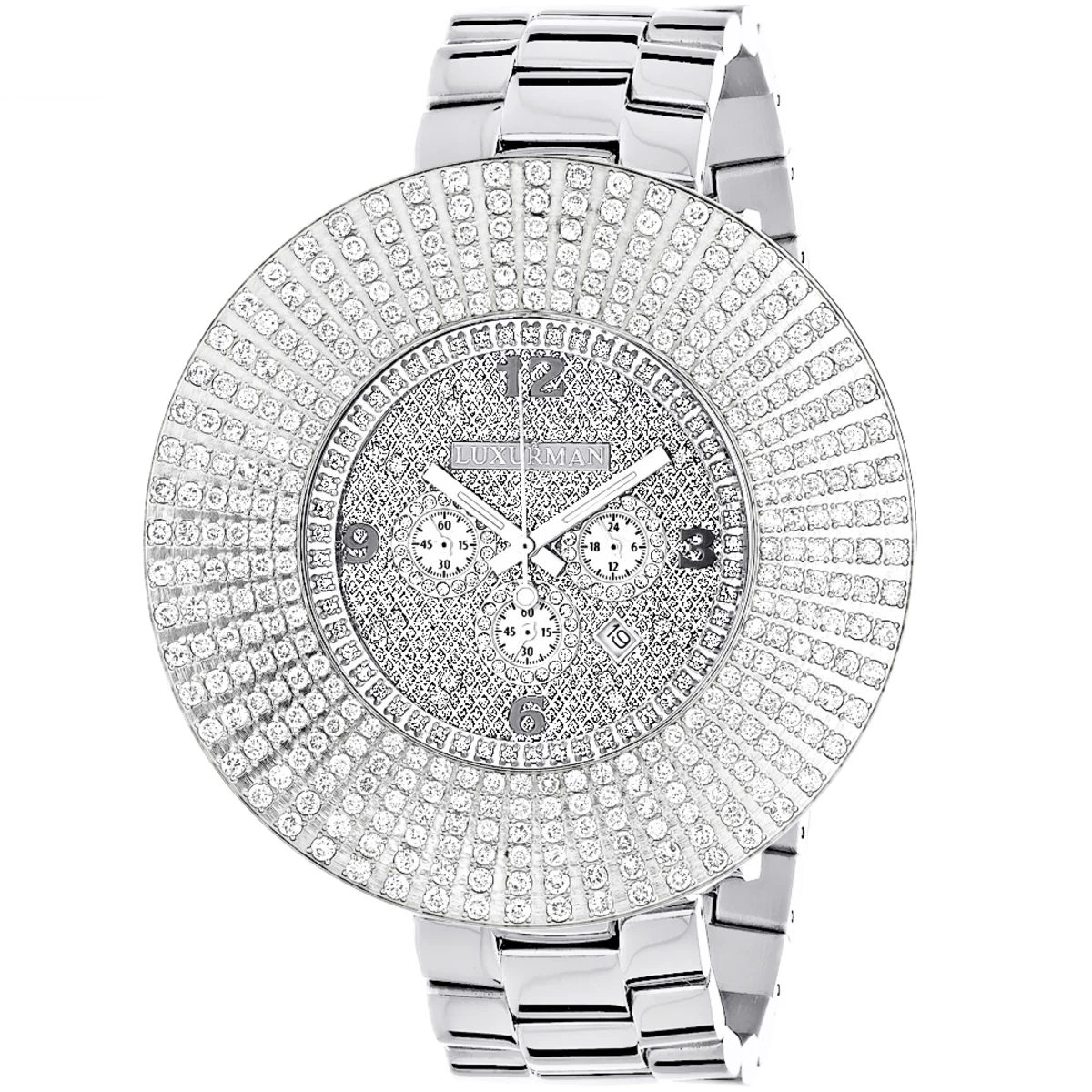 Large Diamond Bezel Luxurman Watch Escalade 14ct Men's Hip Hop 3 Large Diamond Bezel Luxurman Watch Escalade 14ct Men's Hip Hop