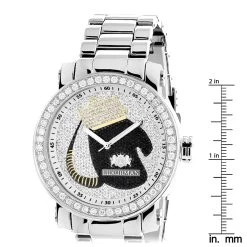 Large Diamond Men's Watch With Boxing Gloves 4 CT Luxurman Southpaw Edition -Fashion Accessories large diamond mens watch with boxing gloves 45ct luxurman southpaw edition ruler