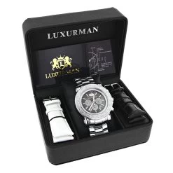 Large Face Luxurman Diamond Watch Chronograph 0.25ct For Men -Fashion Accessories large face watches for men luxurman diamond watch chronograph 025ct 4 1
