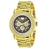 Large Luxurman Men's Watch With Diamonds 0.25ct Yellow Gold Plated W Chronograph -Fashion Accessories large luxurman mens watch with diamonds 025ct yellow gold plated main