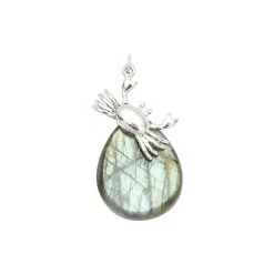 925 Sterling Silver Crab Pinch Bail With Pear Shape Top Drilled Cabochon Labradorite Approx 38x20mm