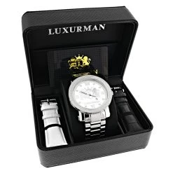 Large Diamond Watches For Men 0.12ct Luxurman Phantom White MOP 10 Large Diamond Watches For Men 0.12ct Luxurman Phantom White MOP -Fashion Accessories limited edition luxurman mens diamond watch 012ct box