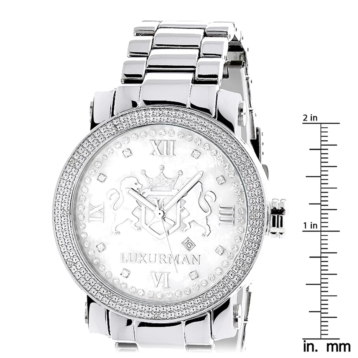 Large Diamond Watches For Men 0.12ct Luxurman Phantom White MOP 7 Large Diamond Watches For Men 0.12ct Luxurman Phantom White MOP - Image 5
