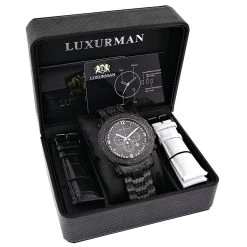 Luxurman Black Diamond Watch For Men 2ct Fully Iced Out Oversized -Fashion Accessories luxurman black diamond watch for men 2ct fully iced out oversized 4