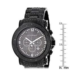 Luxurman Black Diamond Watch For Men 2ct Fully Iced Out Oversized -Fashion Accessories luxurman black diamond watch for men 2ct fully iced out oversized ruler