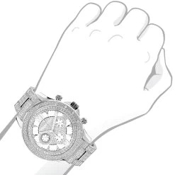 Luxurman Diamond Bezel And Band Watch For Men 1ct Liberty -Fashion Accessories luxurman diamond bezel and band watch for men 1ct liberty 3