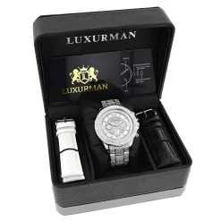 Luxurman Diamond Bezel And Band Watch For Men 1ct Liberty -Fashion Accessories luxurman diamond bezel and band watch for men 1ct liberty 4