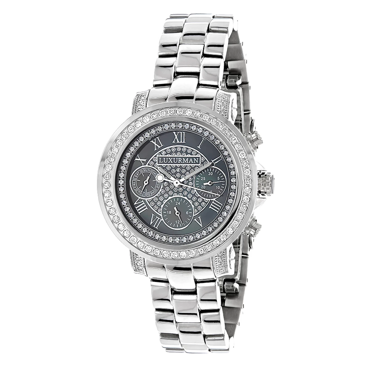 Luxurman Diamond Plated Platinum Watch 2ct 3 Luxurman Diamond Plated Platinum Watch 2ct