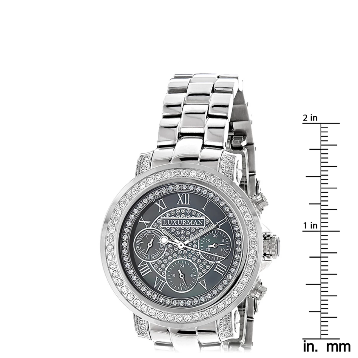 Luxurman Diamond Plated Platinum Watch 2ct 7 Luxurman Diamond Plated Platinum Watch 2ct - Image 5