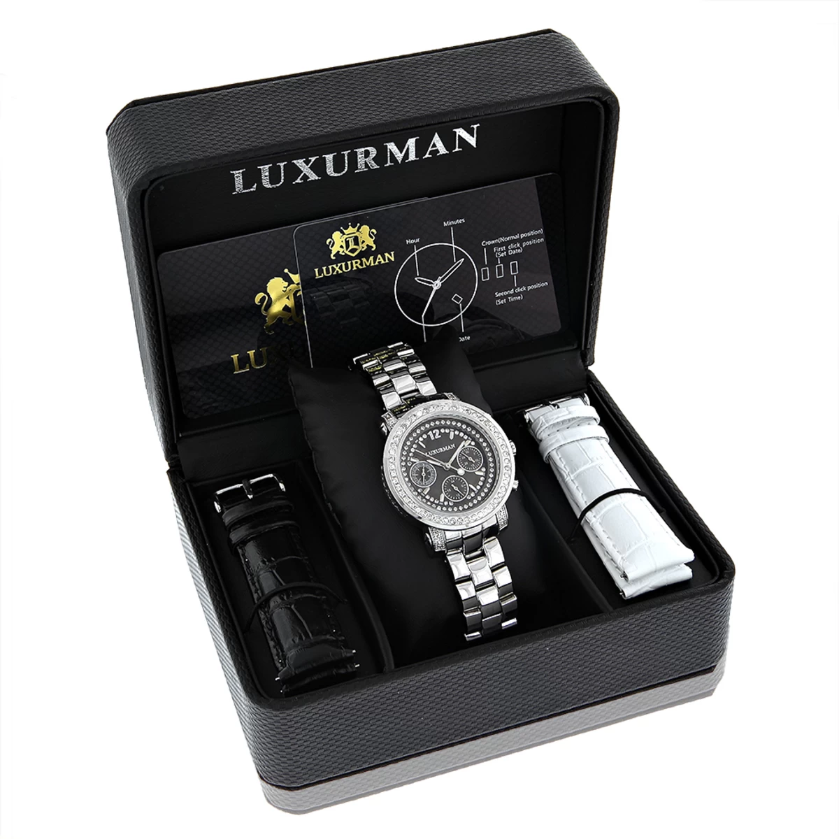 Luxurman Diamond Plated Platinum Watch 2ct 5 Luxurman Diamond Plated Platinum Watch 2ct - Image 3
