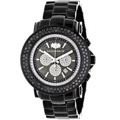 Luxurman Escalade Men's Black Diamond Watch Oversized Chronograph 4.75ct