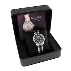 Luxurman Galaxy Midsize Diamond Watch Black Ceramic 1.25ct -Fashion Accessories luxurman galaxy midsize diamond watch black ceramic 125ct box
