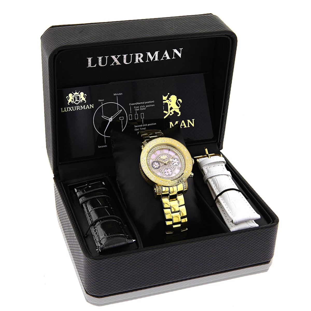 Luxurman Ladies Diamond Watch 0.3ct Pink MOP Yellow Gold Plated 6 Luxurman Ladies Diamond Watch 0.3ct Pink MOP Yellow Gold Plated - Image 4