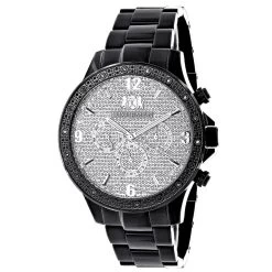 Luxurman Liberty Black Diamond Watch For Men 1/4ct