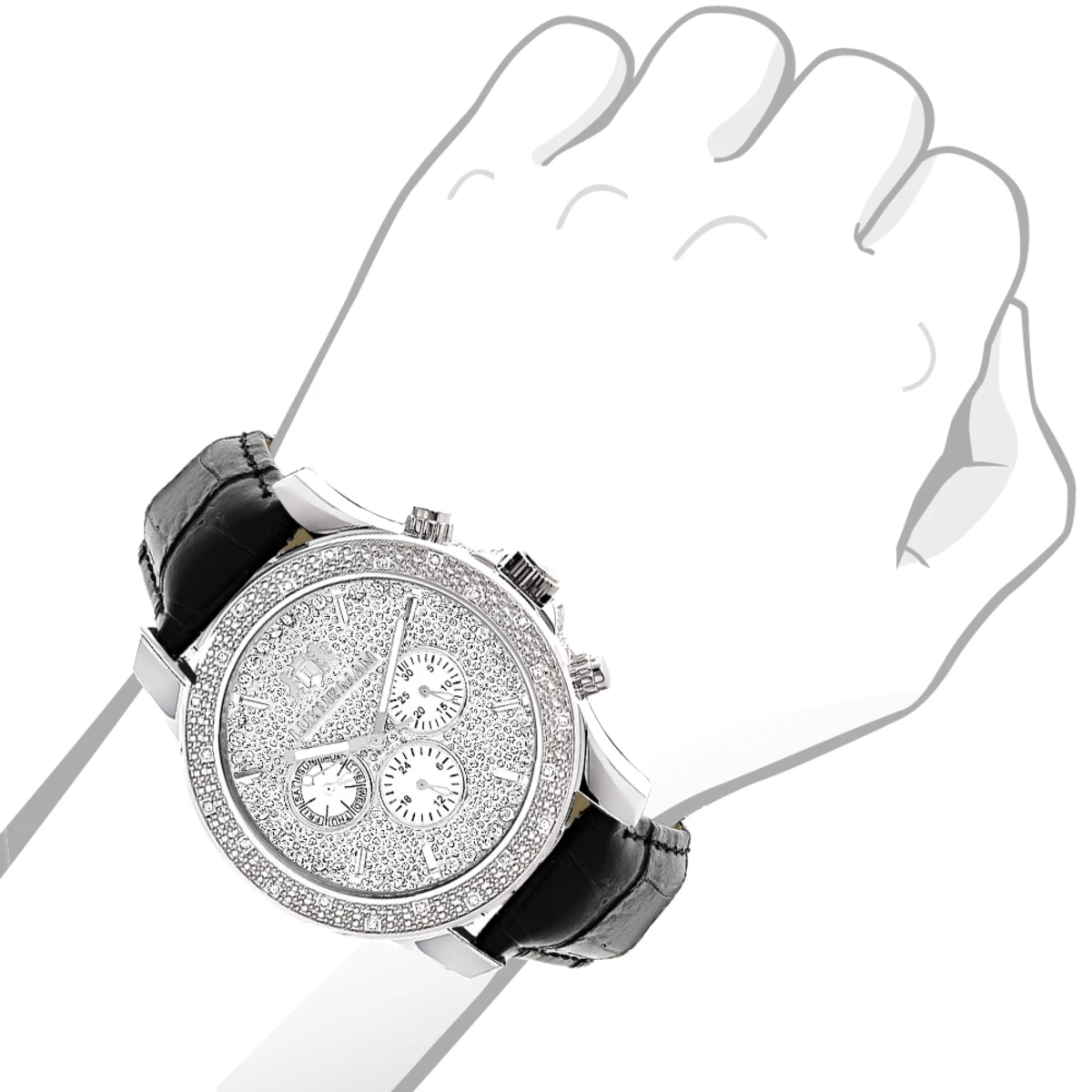 Luxurman Men's Diamond Watch 0.25 Ct Freeze 5 Luxurman Men's Diamond Watch 0.25 Ct Freeze - Image 3