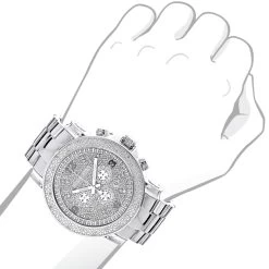 Oversized Men's Diamond Watch 0.25ct Luxurman Escalade -Fashion Accessories luxurman mens diamond watch 025ct stainless steel band 3