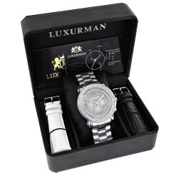 Oversized Men's Diamond Watch 0.25ct Luxurman Escalade -Fashion Accessories luxurman mens diamond watch 025ct stainless steel band 4