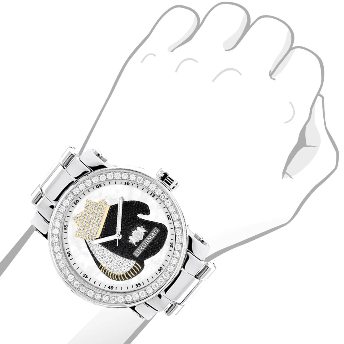 Luxurman Men's Diamond Watch With Boxing Gloves 4 CT Southpaw Edition 5 Luxurman Men's Diamond Watch With Boxing Gloves 4 CT Southpaw Edition - Image 3