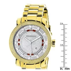 Luxurman Phantom Yellow Gold Plated Men's Diamond Watch Extra Large 0.12ct 11 Luxurman Phantom Yellow Gold Plated Men's Diamond Watch Extra Large 0.12ct -Fashion Accessories luxurman phantom yellow gold plated mens diamond watch extra large 012ct ruler