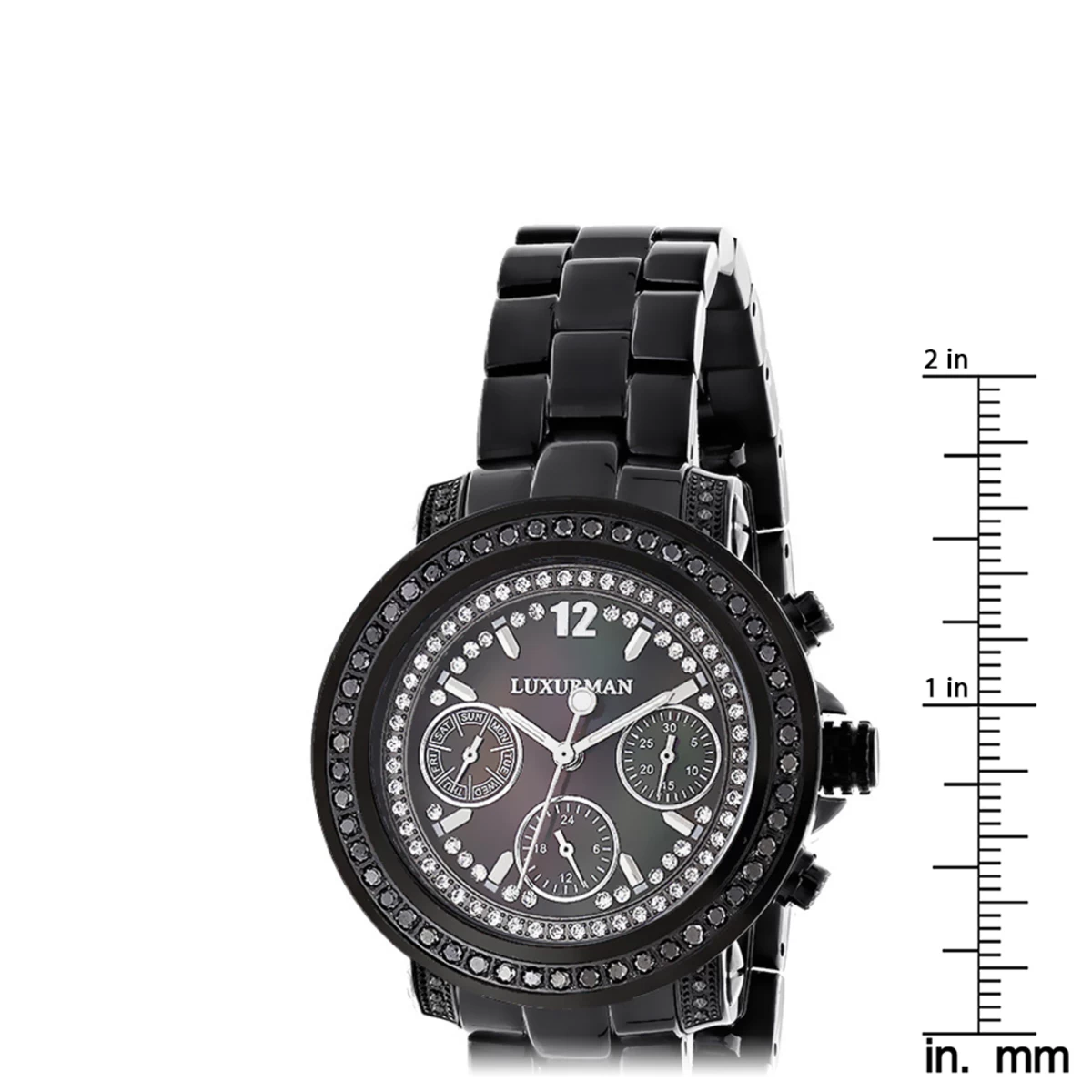 Luxurman Ladies Black Diamond Watch 2.15ct 7 Luxurman Ladies Black Diamond Watch 2.15ct - Image 5