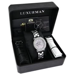 Luxurman Ladies Diamond Watch 3ct Pink -Fashion Accessories luxurman watches ladies diamond watch 3ct pink p 43232box