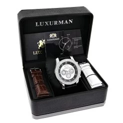 Luxurman Men's Diamond Watch 0.25ct Freeze -Fashion Accessories luxurman watches mens diamond watch 025ct freeze p 9717box