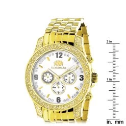 Luxurman Men's Yellow Gold Tone Diamond Watch 0.50ct -Fashion Accessories luxurman watches mens diamond watch 050ct p 8500 ruler