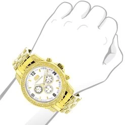 Luxurman Men's Yellow Gold Tone Diamond Watch 0.50ct -Fashion Accessories luxurman watches mens diamond watch 050ct p 8500bod