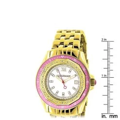 Luxurman Women's Diamond Watch 0.25ct Yellow Gold Pltd -Fashion Accessories luxurman womens diamond watch 025ct yellow gold pltd ruler