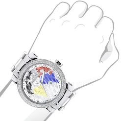 Luxurman World Map Men's Diamond Watch 0.12ct -Fashion Accessories luxurman world map mens diamond watch 012ct p 8539bod