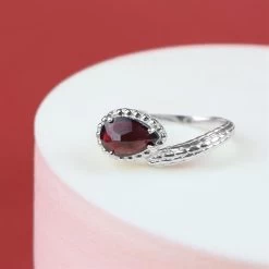 925 Sterling Silver Pear Adjustable Ring Mount With Rhodolite Garnet (To Fit 10x7mm Gemstone) 1pcs -Fashion Accessories lvcq10 2