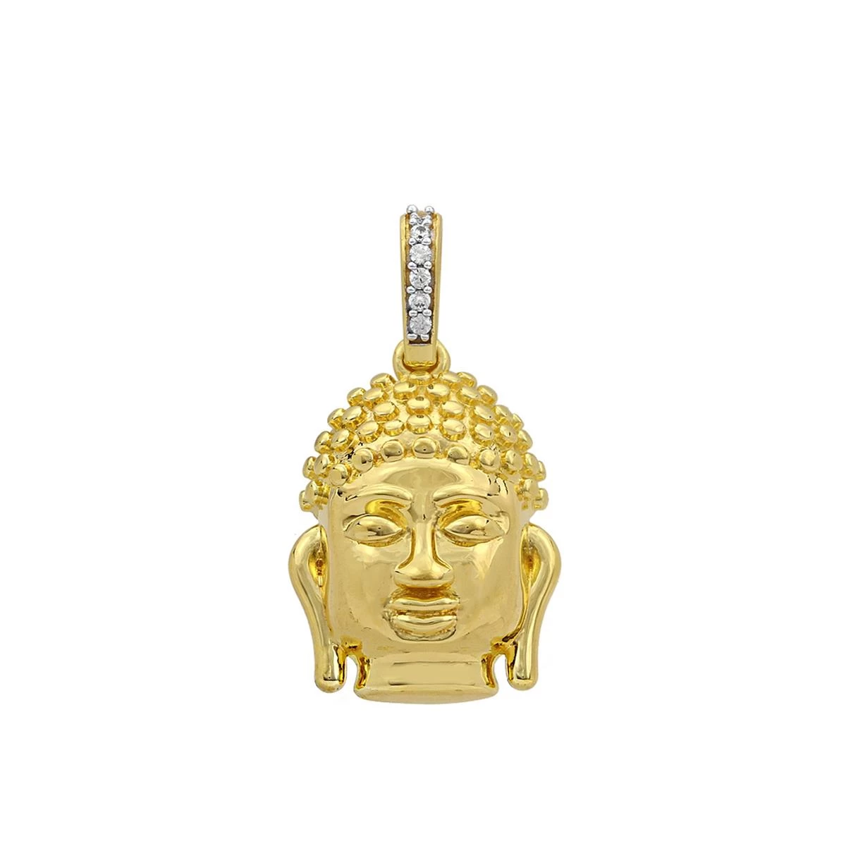 Willow & Tig Collection: Gold Plated 925 Sterling Silver Buddha Head Charm Approx 21x16mm With 6pcs White Zircon Pave Bail 3 Willow & Tig Collection: Gold Plated 925 Sterling Silver Buddha Head Charm Approx 21x16mm With 6pcs White Zircon Pave Bail