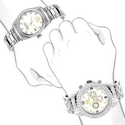 Matching His And Hers Luxurman Diamond Watch Set Gold Plated 4ct -Fashion Accessories matching his and hers watches luxurman diamond watch set gold plated 4ct bod