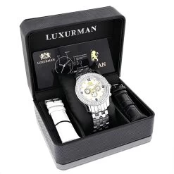 Matching His And Hers Luxurman Diamond Watch Set Gold Plated 4ct -Fashion Accessories matching his and hers watches luxurman diamond watch set gold plated 4ct box