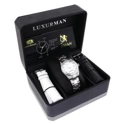 Matching His And Hers Luxurman Diamond Watch Set Gold Plated 4ct -Fashion Accessories matching his and hers watches luxurman diamond watch set gold plated 4ct boxwh