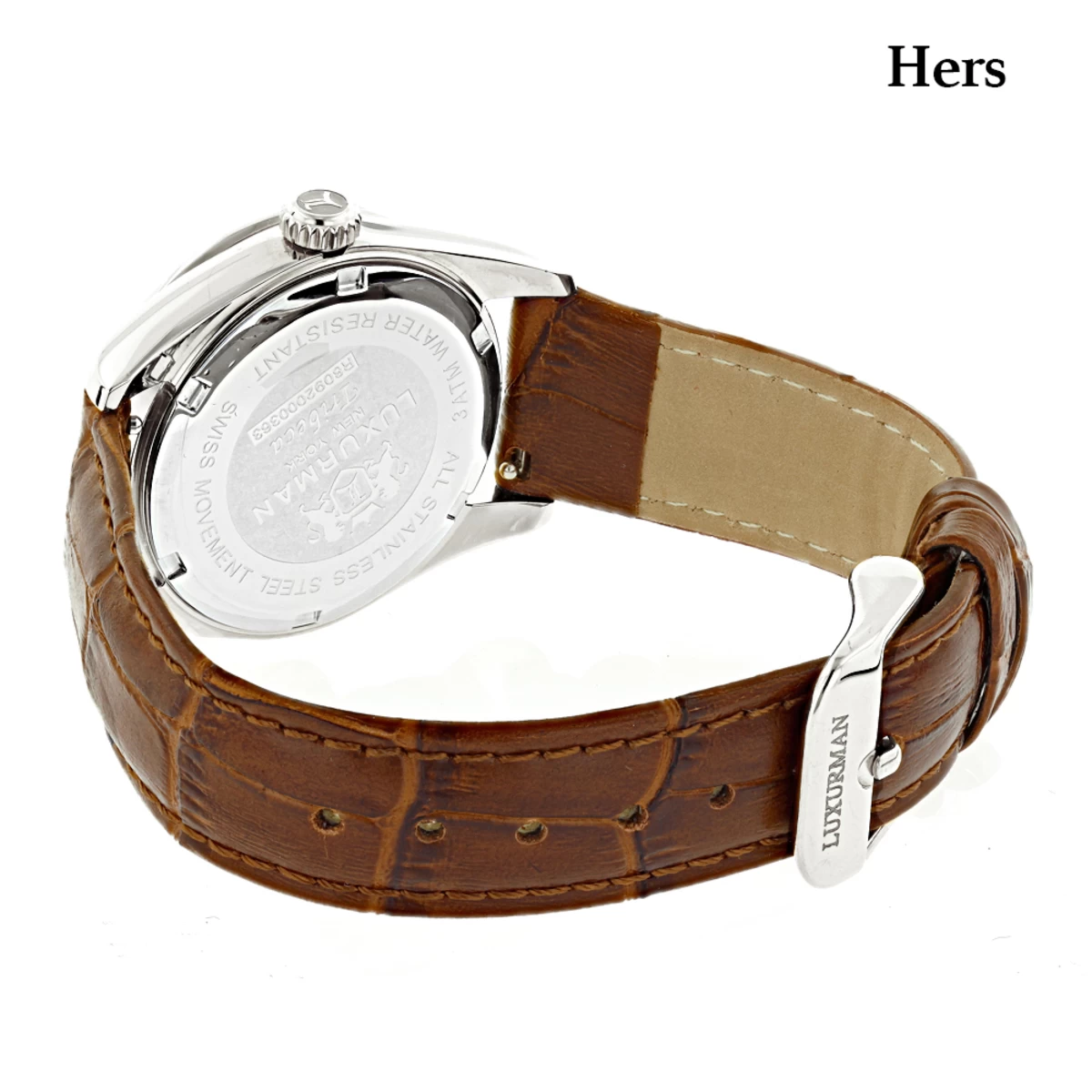 Matching His And Hers Luxurman White Gold Plated Diamond Watch Set 5 Matching His And Hers Luxurman White Gold Plated Diamond Watch Set - Image 3