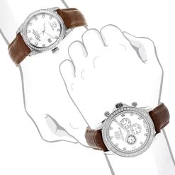 Matching His And Hers Luxurman White Gold Plated Diamond Watch Set 12 Matching His And Hers Luxurman White Gold Plated Diamond Watch Set -Fashion Accessories matching his and hers watches luxurman white gold plated diamond watches bod