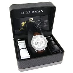 Matching His And Hers Luxurman White Gold Plated Diamond Watch Set 13 Matching His And Hers Luxurman White Gold Plated Diamond Watch Set -Fashion Accessories matching his and hers watches luxurman white gold plated diamond watches box