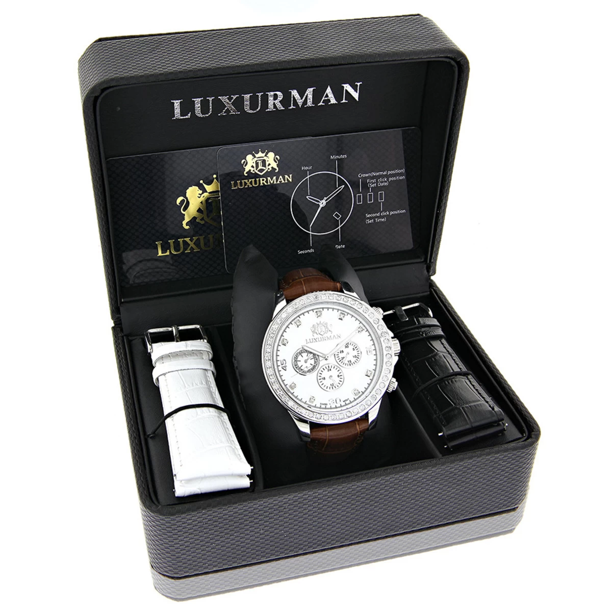 Matching His And Hers Luxurman White Gold Plated Diamond Watch Set 7 Matching His And Hers Luxurman White Gold Plated Diamond Watch Set - Image 5