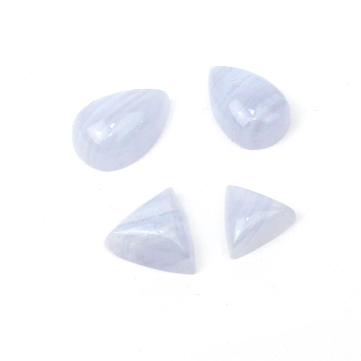 12.5cts Blue Lace Agate Pear & Triangle Cabochons Approx 12-13x8-9mm, 8 - 10mm (Set Of 4) 3 12.5cts Blue Lace Agate Pear & Triangle Cabochons Approx 12-13x8-9mm, 8 - 10mm (Set Of 4)