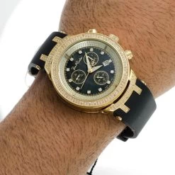 Men's Diamond Bezel Watch By Joe Rodeo: Master Model 2.20ct Yellow Gold Plated -Fashion Accessories mens diamond bezel watch by joe rodeo master model 220ct yellow p 46815 bod2