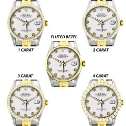 Men's Diamond Rolex Oyster Perpetual Datejust Gold & Stainless Steel Watch White Dial -Fashion Accessories mens diamond rolex oyster perpetual datejust gold stainless steel watch allbezels