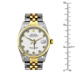 Men's Diamond Rolex Oyster Perpetual Datejust Gold & Stainless Steel Watch White Dial -Fashion Accessories mens diamond rolex oyster perpetual datejust gold stainless steel watch ruler
