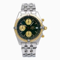 Men's Diamond Watch Breitling Chronomat Evolution 40mm Green Dial