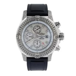 Men's Diamond Watch Breitling Super Avenger 42mm White Dial