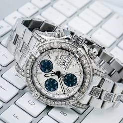 Men's Diamond Watch Breitling Superocean 42mm White Dial