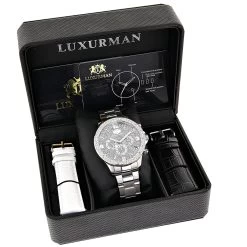 Men's Real Diamond Watch By Luxurman Liberty 0.2ct Swiss Mvt W Steel Band -Fashion Accessories mens diamond watch by luxurman 02ct new arrival midsize 1 1