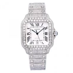 Men's Diamond Watch Cartier Santos De Cartier 40mm White Dial