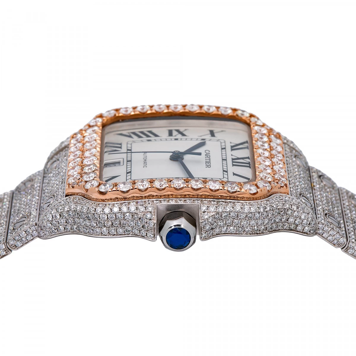 Men's Diamond Watch Cartier Santos De Cartier 18K Gold 40mm White Dial 6 Men's Diamond Watch Cartier Santos De Cartier 18K Gold 40mm White Dial - Image 4